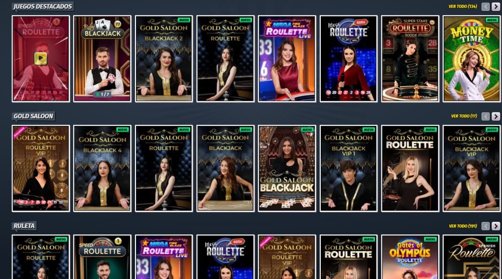 Casino en vivo de AllySpin con mesas Speed Roulette, Ruby Blackjack y el estudio exclusivo Gold Saloon con crupieres reales