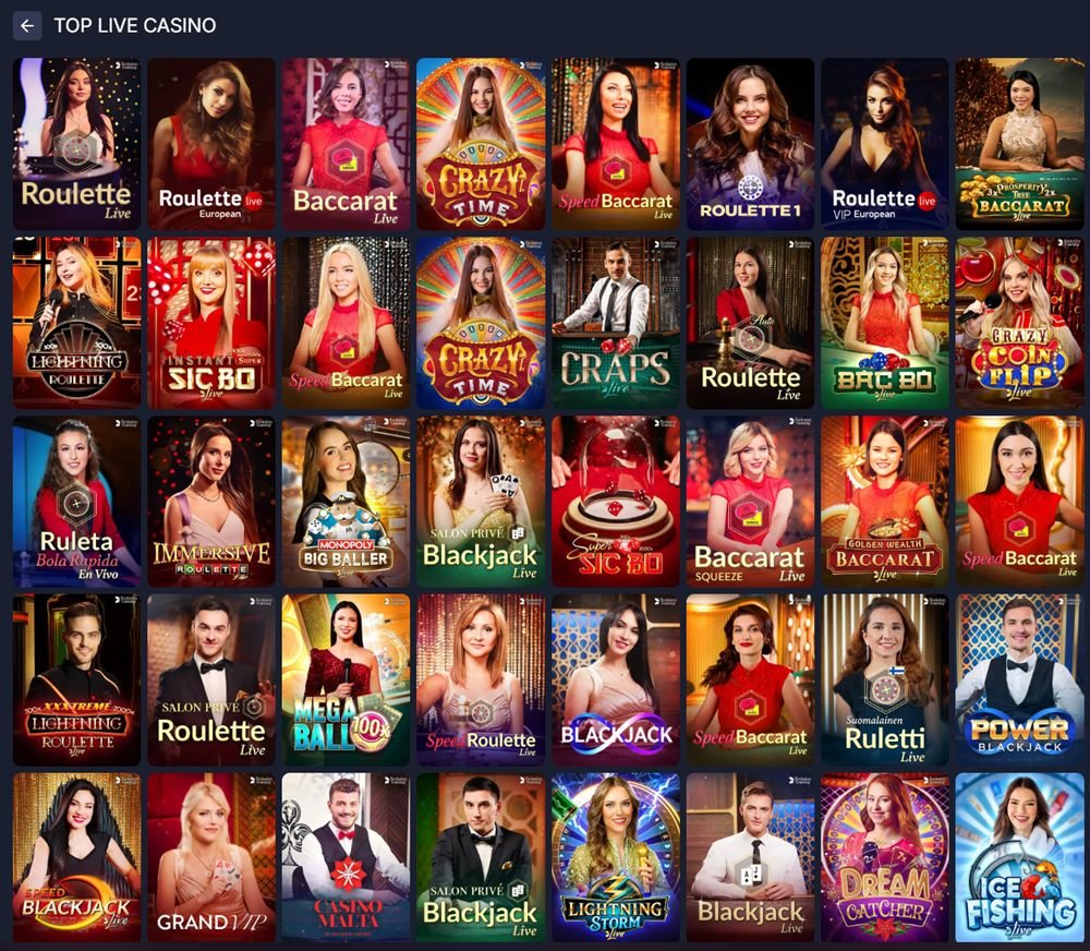 Casino en vivo de BitStarz con mesas de ruleta, baccarat, blackjack, Crazy Time y Lightning de Evolution