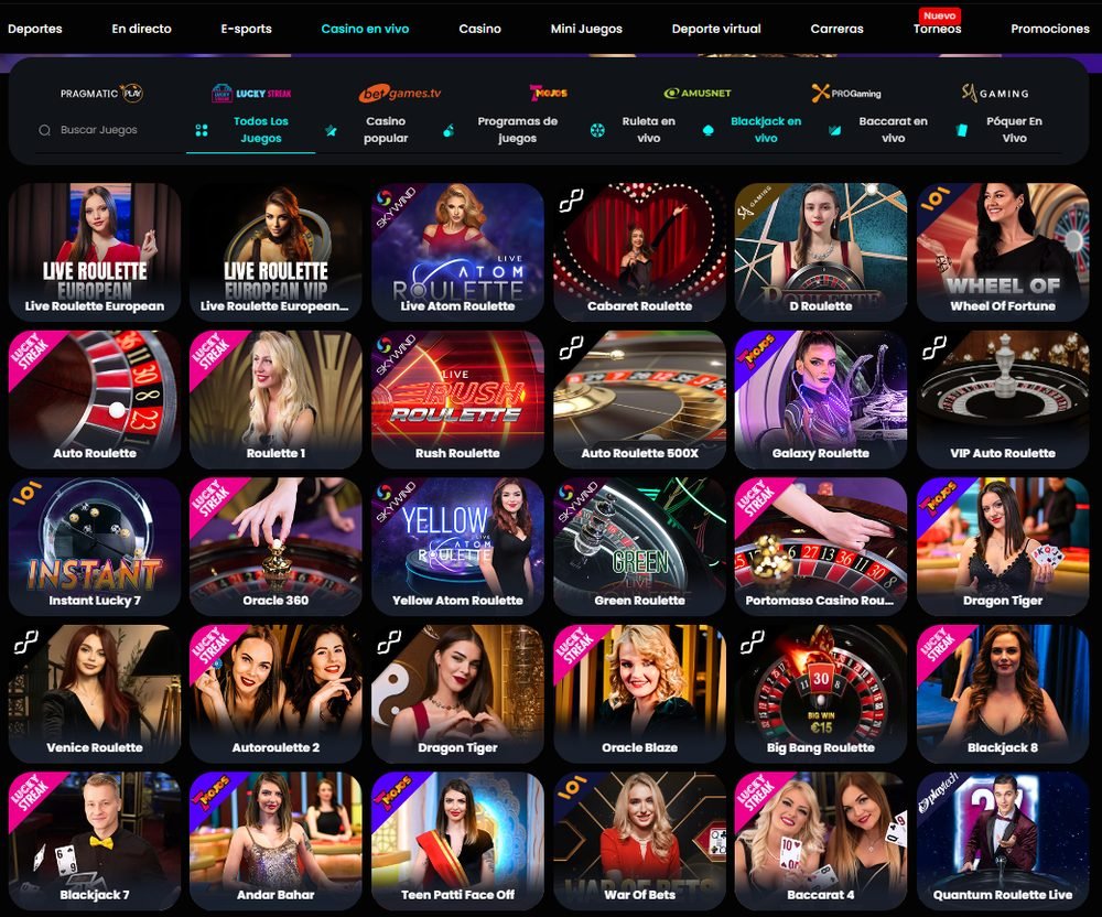 Casino en vivo de Cosmobet con Live Roulette, blackjack en vivo, baccarat y Dragon Tiger de Pragmatic, Evolution y BetGames