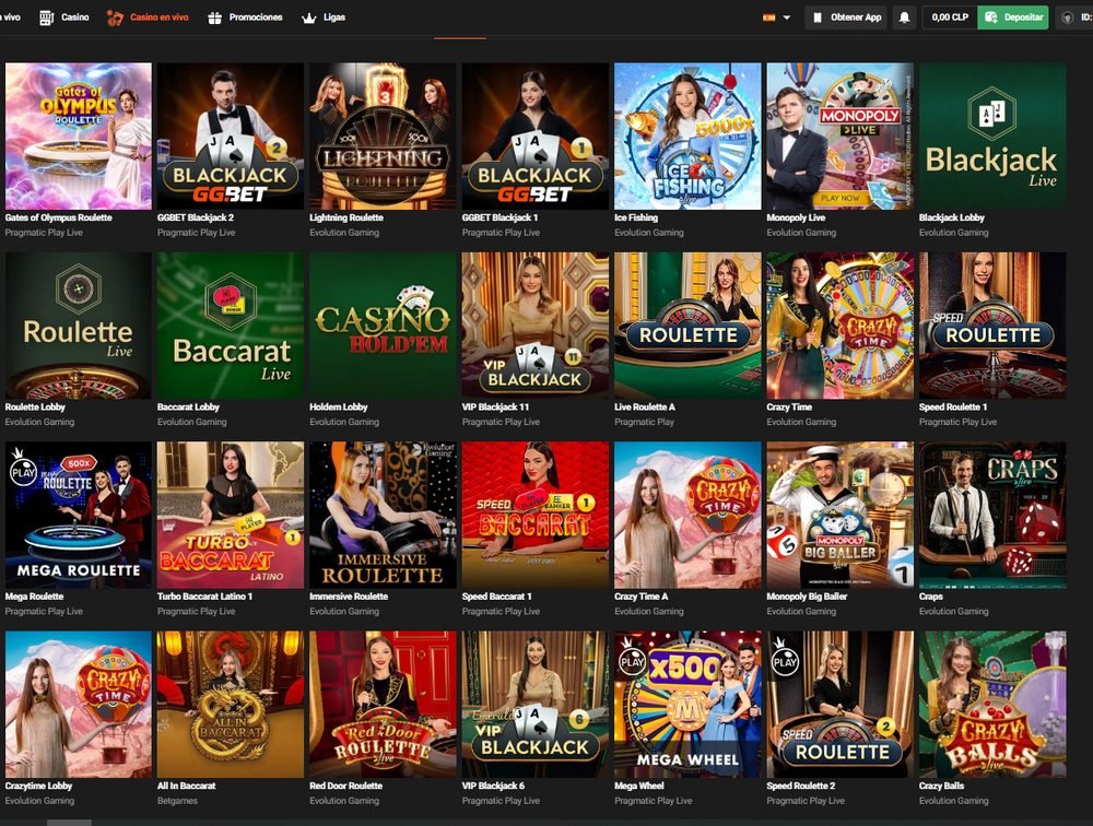 Casino en vivo de GG.BET con ruleta, blackjack GGBET, Crazy Time, Lightning Roulette y mesas de Evolution y Pragmatic