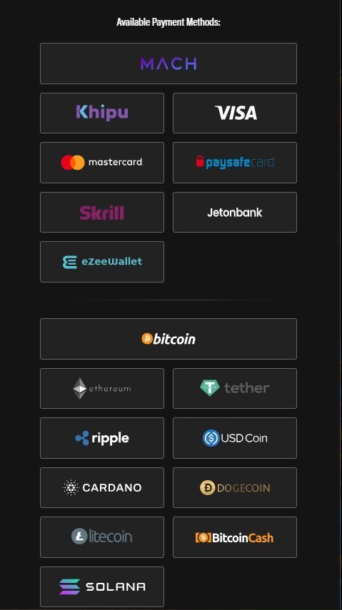 Métodos de pago de Jokery Casino con MACH, Khipu, Visa, Mastercard, Skrill, Paysafecard y criptomonedas como Bitcoin, USDT y Ethereum