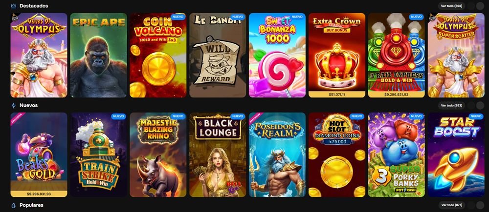 Catálogo de tragamonedas de MrPunter con Gates of Olympus, Epic Ape, Sweet Bonanza 1000 y slots destacados