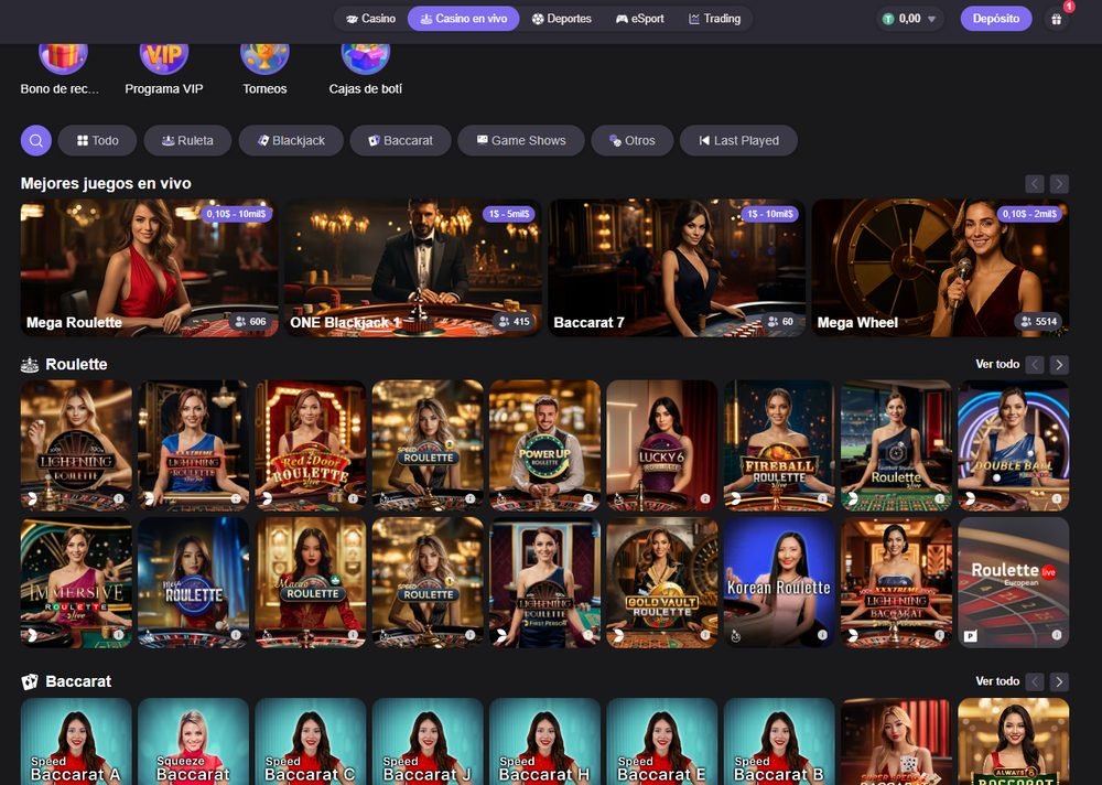 Casino en vivo de Reels.io con Mega Roulette, Crazy Time, Baccarat y Mega Wheel