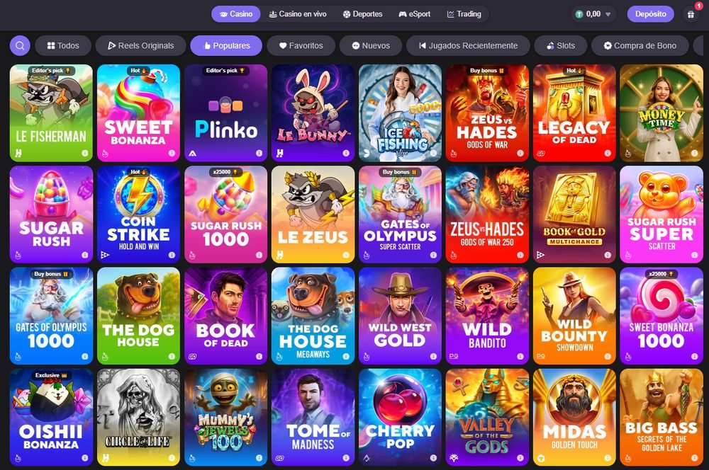 Catálogo de tragamonedas de Reels.io con Sweet Bonanza, Gates of Olympus y otros juegos de Pragmatic Play